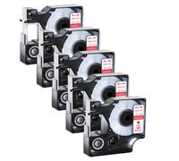 TBXwsofl 5pk Rouge sur étiquette Blanche 12 mm x 7m Compatible avec Les Fournitures d'imprimante Compatible avec LabelManager D1 45015 Cassette de Cartouche 100 120p 1G724-97012