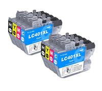 TBXwsofl Cartouche d'encre Couleur LC401XL, rendement 4PK, Compatible avec Les modèles d'imprimante MFC-J1010DW MFC-J1170DW MFC-J1012DW pour numéro de pièce LC401XL(2PK-LC401XL)