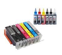 TBXwsofl Cartouche d'encre Rechargeable Compatible avec Les modèles d'imprimante MG7160 MG6660 MG7560 MG6460 MG5560 MX726 MX926 IX6860 pour numéro de pièce PGI-650 CLI-651(6color and 6 Ink)