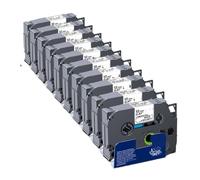 TBXwsofl Cassette d'étiquettes de Bandes de sécurité Noir sur Blanc, 12mm, 10 pièces, Compatible avec Les Fournitures d'imprimante P300BT