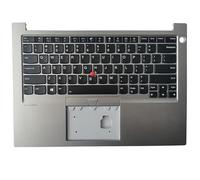 TBXwsofl Clavier d'ordinateur Portable Compatible avec Couvercle supérieur Palmrest Compatible avec Les modèles E14 Gen1(Silver with Backlit)