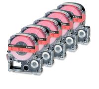 TBXwsofl Étiquettes compatibles 5pk 12 mm x 8m AC12RW Noir sur Rouge Compatible avec LW-400 LW-300 LW-700 LW600P K200BL Étiquettes