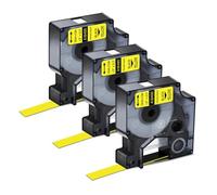 TBXwsofl Étiquettes en Nylon Flexibles de 12 mm compatibles avec 18488 18489 18490 18491 Bandes Compatible avec 3000 4200 5200 Machines de Fabricant d'étiquettes(3PK Black on Yellow)