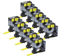 TBXwsofl Étiquettes en Nylon Flexibles de 12 mm compatibles avec 18488 18489 18490 18491 Bandes Compatible avec 3000 4200 5200 Machines de Fabricant d'étiquettes(10PK Black on Yellow)