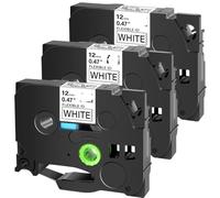 TBXwsofl ID Flexible Tapes laminées 12 mm Noir sur Blanc Compatible avec TZ TZE-FX231 FX631 FX131 Compatible avec PT-1000 PT-E500 Maker(3PK Black on White)