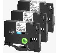TBXwsofl ID Flexible Tapes laminées 12 mm Noir sur Blanc Compatible avec TZ TZE-FX231 FX631 FX131 Compatible avec PT-1000 PT-E500 Maker(3PK Black on Clear)