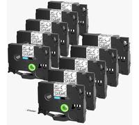 TBXwsofl ID Flexible Tapes laminées 12 mm Noir sur Blanc Compatible avec TZ TZE-FX231 FX631 FX131 Compatible avec PT-1000 PT-E500 Maker(10PK Black on Clear)