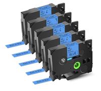 TBXwsofl Roulette d'étiquette multicolorée de 5pk 12 mm Compatible avec Tze 231 431 531 631 731 La Bande stratifiée Fonctionne avec PTD410 PTD460BT Printers(5PK Black on Blue)