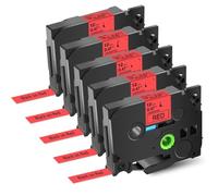 TBXwsofl Roulette d'étiquette multicolorée de 5pk 12 mm Compatible avec Tze 231 431 531 631 731 La Bande stratifiée Fonctionne avec PTD410 PTD460BT Printers(5PK Black on Red)