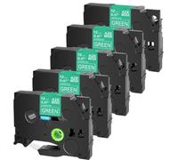 TBXwsofl Ruban à étiquette stratifiée 5pk Compatible avec Tze-735 12 mm Blanc sur Cassette de Cartouche Verte Compatible avec imprimante d'étiquette PT-1000 PT-H101C