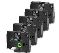 TBXwsofl Ruban adhésif Noir Non laminé, 5 pièces, Compatible avec Les modèles d'imprimante d'étiquettes PT-1500 PT-530 STe 141 151 161 Compatible avec numéro de pièce 8K1927225B(5Pcs 24mm)