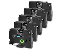 TBXwsofl Ruban adhésif Noir Non laminé, 5 pièces, Compatible avec Les modèles d'imprimante d'étiquettes PT-1500 PT-530 STe 141 151 161 Compatible avec numéro de pièce 8K1927225B(5Pcs 18mm)