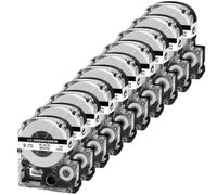 TBXwsofl Ruban adhésif Noir sur Blanc 9mm, 10 pièces, Compatible avec Les Fournitures d'imprimante LabelWorks LW-300 LW-400 SS9KW LK-3WBN