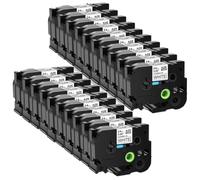 TBXwsofl Ruban d'étiquettes laminé Flexible, 20PK, 24mm, Noir sur Blanc, Compatible avec Les modèles d'imprimante d'étiquettes PT-D600 Compatible avec la référence TZe-FX251
