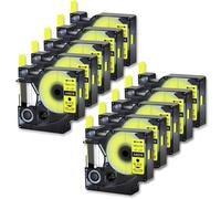 TBXwsofl Ruban d'étiquettes Noir sur Jaune, 1/2 Pouces, Taille Standard, Compatible avec Le Ruban D1 45018 LabelManager 100 120P, Fournitures d'imprimante, 10 Paquets