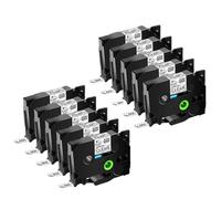 TBXwsofl Ruban d'étiquettes Noir sur Transparent, 10 Paquets de 6mm, AZE-111, Compatible avec Le Ruban laminé Tze-111 Tz-111
