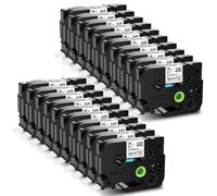 TBXwsofl Ruban laminé Flexible 20PK 18mm Compatible avec Les modèles d'imprimante d'étiquettes TZe-FX241 Ruban d'étiquettes Noir sur Blanc