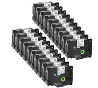 TBXwsofl Ruban laminé Standard Noir sur Blanc, 20 pièces, 18mm, Compatible avec Les Fournitures d'imprimantes d'étiquettes TZe 241