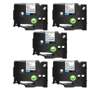 TBXwsofl Tapes d'étiquette adhésive 5pk 12 mm Black sur Blanc Transparent Jaune Fonctionne avec Tze-S231 S131 Compatible Compatible avec Les imprimantes d'étiquette(5PK Black on Clear)