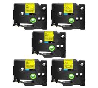 TBXwsofl Tapes d'étiquette adhésive 5pk 12 mm Black sur Blanc Transparent Jaune Fonctionne avec Tze-S231 S131 Compatible Compatible avec Les imprimantes d'étiquette(5PK Black on Yellow)