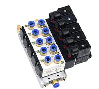 TBZOQAID Bloc d'électrovanne pneumatique 110/220V AC Multi Option 4V210-08 avec collecteur de Base raccord Silencieux 2/3/4/6 Voies 1 pièces(4 Row 6mm Fitting,AC220V)