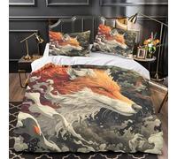 TBZXEEWOE Amour Maternel Renard Housse de Couette 3D Imprimée Microfibre Ultra Douce Confortable Parure de Lit Fermeture Éclair Hypoallergique Résistante for Couple King（220x240cm）