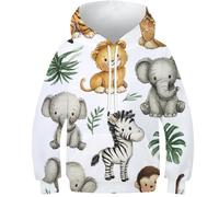 TBZXEEWOE Animal Pulls Imprimé 3D Fashion Estilo Infantil Capuches Teen Gar?ons Filles - Capuche+Poche, Manches Longues, Confortable À Porter 9-11Y