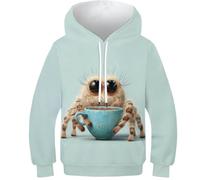 TBZXEEWOE Araña de ojos Grandes Pulls Imprimé 3D Fashion Dibujo animado Capuches Teen Garçons Filles - Capuche+Poche, Manches Longues, Élastique Adapté 9-11Y