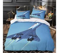 TBZXEEWOE Avion Concorde Parure de Lit Microfibre résistante 3D Imprimée Super Douce Conception d'aéronefs Housse de Couette Fermeture Éclair Douce Respirante for Femmes Single（135x200cm）