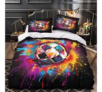 TBZXEEWOE Ballon de Football Filet de But Parure de Lit Microfibre Hypoallergique 3D Effet Ultra Douce Housse de Couette Super Douce Respirante for Enfants Garçons Filles Super King（260x220cm）