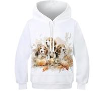 TBZXEEWOE Beagles Pulls Imprimé 3D Fashion Hojas de otoño Capuches Teen Garçons Filles - Capuche+Poche, Manches Longues, Confortable À Porter 6-7Y