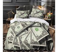 TBZXEEWOE Billets de Dollars américains Housse de Couette Imprimé en 3D Super Douce Confortable Résistante Parure de Lit résistante Fermeture Éclair avec Taie d'oreiller for Fille Single（140x200cm）