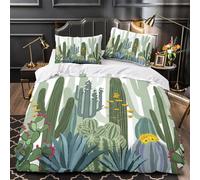 TBZXEEWOE Cactus du désert Housse de Couette Imprimé en 3D Douce Hypoallergique Illustration botanique Parure de Lit Microfibre Fermeture Éclair Léger for Adolescent Single（140x200cm）