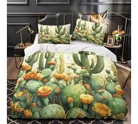 TBZXEEWOE Cactus du désert Parure de Lit Microfibre Hypoallergique Super Douce 3D Effet Illustration botanique Housse de Couette Fermeture Éclair Résistante Respirante for Adulte Single（135x200cm）
