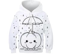TBZXEEWOE Citrouille Pulls Imprimé 3D Fashion Mignon Capuches Teen Garçons Filles - Capuche+Poche, Manches Longues, Confortable À Porter 11-13Y