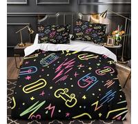 TBZXEEWOE Conception de Skateboard Parure de Lit Microfibre Hypoallergique 3D Effet Confortable néon Vibrant Housse de Couette Fermeture Éclair Douce Ultra Douce for Femmes Single（135x200cm）