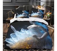 TBZXEEWOE Déesse de Glace Housse de Couette 3D Effet Microfibre résistante Hypoallergique Statue Mythique Parure de Lit Fermeture Éclair Douce Confortable for Enfant Single（140x200cm）