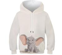 TBZXEEWOE Elefante Sweat-Shirts Teen Imprimé 3D Fashion Estilo tierno Capuches Garçons Filles - Pull avec Poche, Manches Longues, Peau-Amical 8-10Y