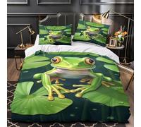 TBZXEEWOE Grenouille Verte Assise Housse de Couette Microfibre Hypoallergique Imprimé en 3D Super Douce Parure de Lit Fermeture Éclair Confortable Léger for Hommes Enfants Single（135x200cm）