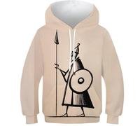 TBZXEEWOE Guerrero Pulls Imprimé 3D Fashion Estilo minimalista Capuches Teen Gar?ons Filles - Capuche+Poche, Manches Longues, Confortable À Porter 7-9Y