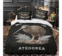 TBZXEEWOE Kiwi Housse de Couette Imprimé en 3D Microfibre résistante Super Douce Conception de la Faune néo-zélandaise Parure de Lit Fermeture Éclair Hypoallergique Léger for Garçon Single（140x200cm）