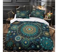 TBZXEEWOE Mandala Cosmique Parure de Lit Imprimé en 3D Super Douce Confortable Motif céleste Abstrait Housse de Couette Microfibre Fermeture Éclair Respirante for Fille Single（140x200cm）