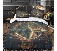 TBZXEEWOE Navigation aérienne Housse de Couette 3D Imprimée Microfibre Ultra Douce Léger Futuriste numérique Parure de Lit Fermeture Éclair Douce Confortable for Filles Ado Single（140x200cm）