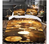 TBZXEEWOE Pièces d'or Parure de Lit 3D Effet Super Douce Microfibre résistante Thème de la Finance de Luxe Housse de Couette Fermeture Éclair Léger Hypoallergique for Garçons Filles Single（135x200cm）