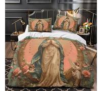 TBZXEEWOE Prière à la Vierge Marie Housse de Couette Imprimé en 3D Super Douce Résistante icône Religieuse Parure de Lit Microfibre Hypoallergique Fermeture Éclair Léger for Couple Single（135x200cm）