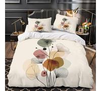 TBZXEEWOE Résumé botanique Housse de Couette Microfibre Hypoallergique 3D Effet Confortable Aquarelle Parure de Lit Fermeture Éclair Ultra Douce Résistante for Adolescent King（220x240cm）