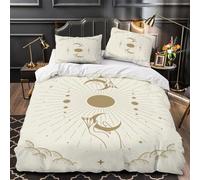 TBZXEEWOE Symbole de la Lune Housse de Couette 3D Imprimée Microfibre Ultra Douce Léger Astrologie spirituelle Parure de Lit Fermeture Éclair Douce Confortable for Filles Ado Single（140x200cm）