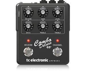 TC Electronic COMBO DELUXE 65' PREAMP Pédale de guitare | Préampli à deux canaux avec commandes de canal indépendantes, réverbération à ressort intégrée et sorties dédiées pour DI et écouteurs.
