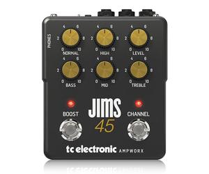 TC Electronic JIMS 45 PREAMP Pédale de guitare | Préampli de guitare à double canal avec contrôles de canal indépendants, boost pré/post et sorties dédiées pour DI et écouteurs.