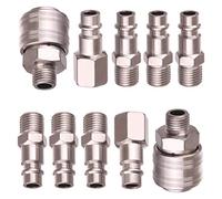 TC TECHNIC 10 PCS Raccords de compresseur 1/4"BSP Raccord Rapide Pneumatique Européen Coupleur pneumatique d'air kit compresseur accessoire d'air tuyau air comprimé du connecteur Homme Femme